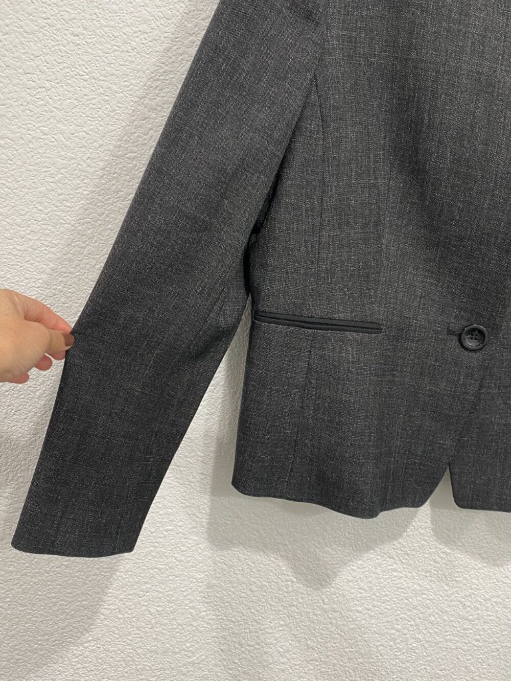 Black Label by Evan-Picone Open Notch Collarless Blazer Charcoal Gray NWT 16 - Picture 5 of 14